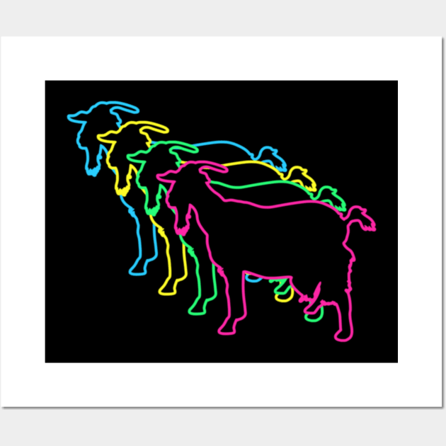 Goat 80s Neon Wall Art by Nerd_art